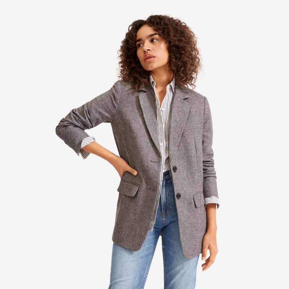 Everlane Herringbone Oversized Blazer